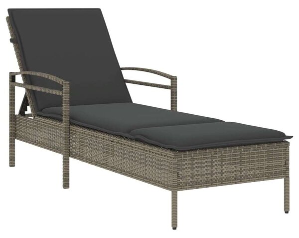 VidaXL Napozóágy - Polyrattan - Szürke - 200 cm