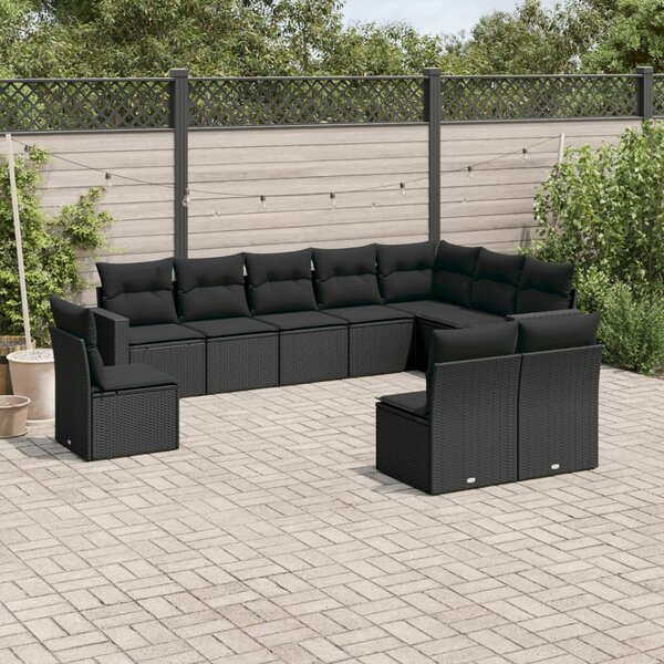 VidaXL Polyrattan Kerti Ülőgarnitúra - Fekete - 10 részes