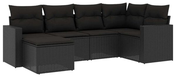 VidaXL Polyrattan Kerti Ülőgarnitúra - 6 részes - Fekete