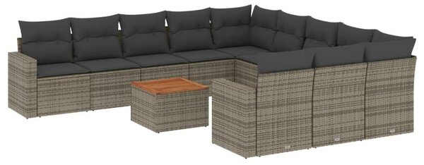VidaXL Polyrattan Kerti Ülőgarnitúra - 12 részes - Szürke