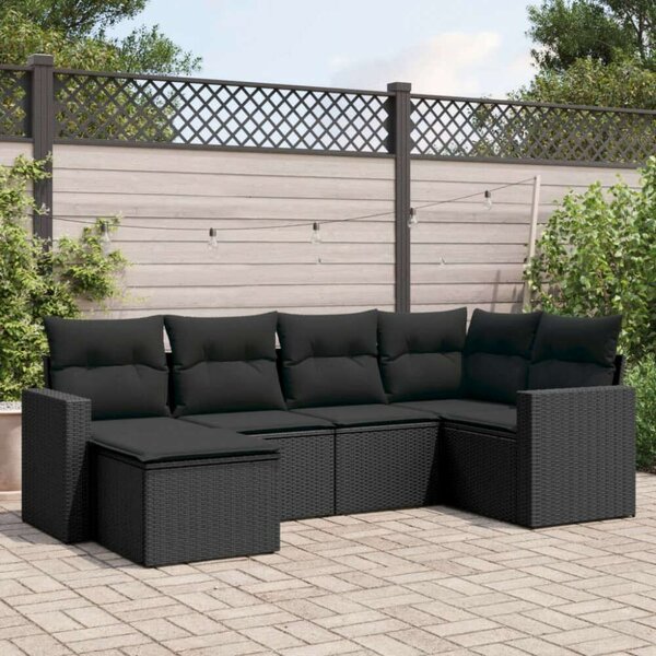 VidaXL Polyrattan Kerti Ülőgarnitúra - 6 részes - Fekete