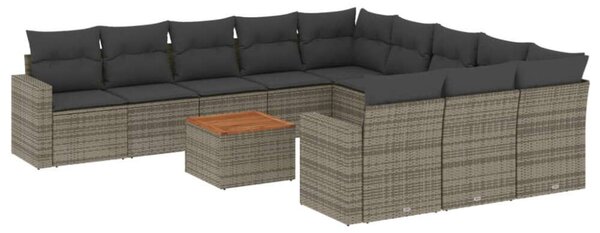 VidaXL Polyrattan Kerti Ülőgarnitúra - 12 részes - Szürke