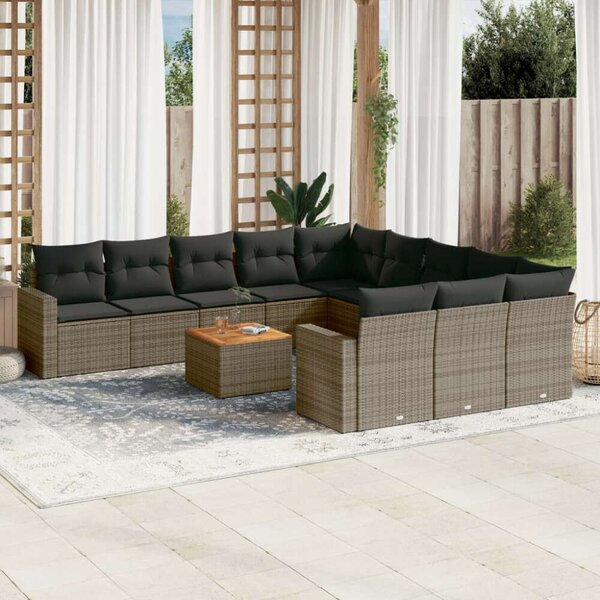 VidaXL Polyrattan Kerti Ülőgarnitúra - 12 részes - Szürke