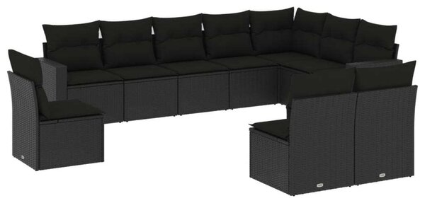 VidaXL Polyrattan Kerti Ülőgarnitúra - Fekete - 10 részes