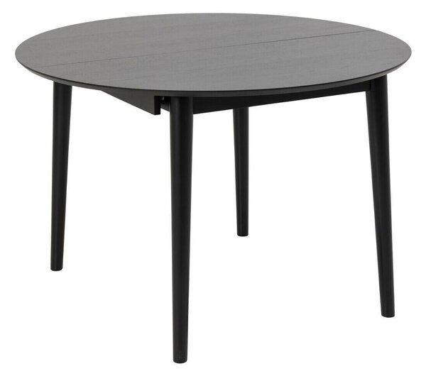 Asztal Oakland 973, Fekete, 75cm, Hosszabbíthatóság, Természetes fa furnér, Közepes sűrűségű farostlemez, Váz anyaga, Kaucsuk