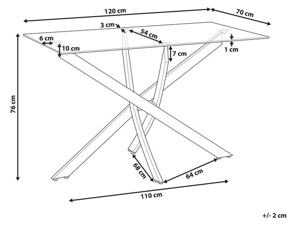 Étkezőasztal MARAMO Arany 120 cm 70 cm Edzett üveg