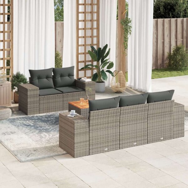 VidaXL Polyrattan Kerti Ülőgarnitúra - 6 részes - Szürke