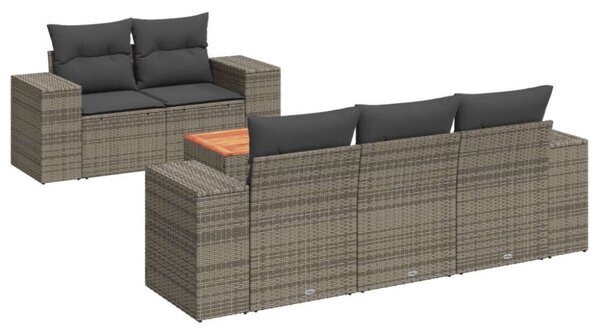 VidaXL Polyrattan Kerti Ülőgarnitúra - 6 részes - Szürke