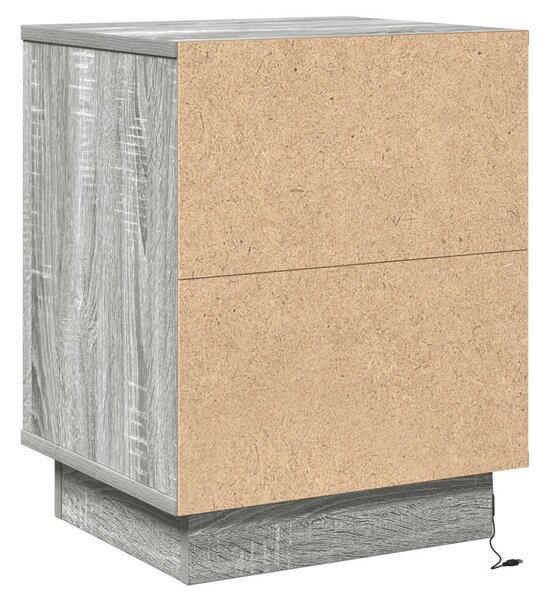 Éjjeli Szekrények LED Világítással 2 db Szürke Sonoma 39x34.5x50 cm