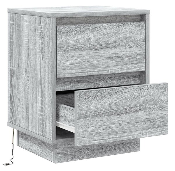 Éjjeli Szekrények LED Világítással 2 db Szürke Sonoma 39x34.5x50 cm