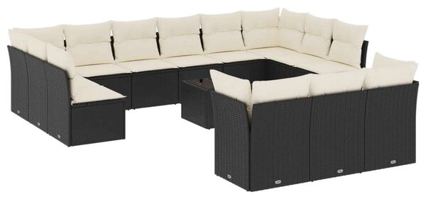 VidaXL Polyrattan Kerti Ülőgarnitúra - 14 részes - Fekete