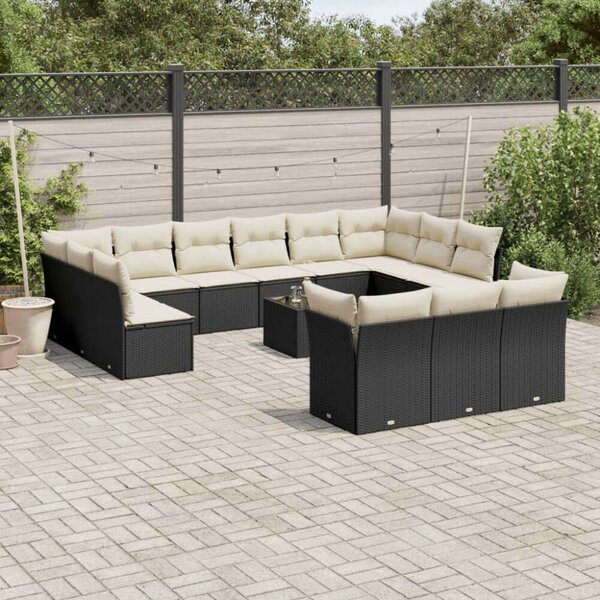 VidaXL Polyrattan Kerti Ülőgarnitúra - 14 részes - Fekete