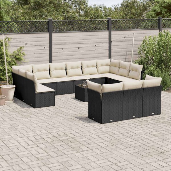VidaXL Polyrattan Kerti Ülőgarnitúra - 14 részes - Fekete