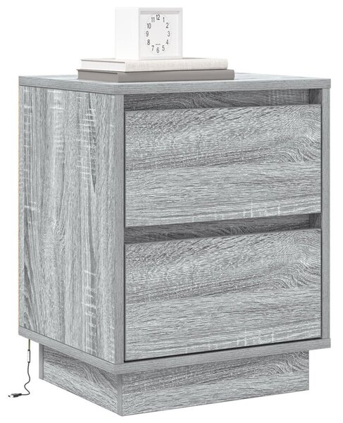 Éjjeli Szekrények LED Világítással 2 db Szürke Sonoma 39x34.5x50 cm