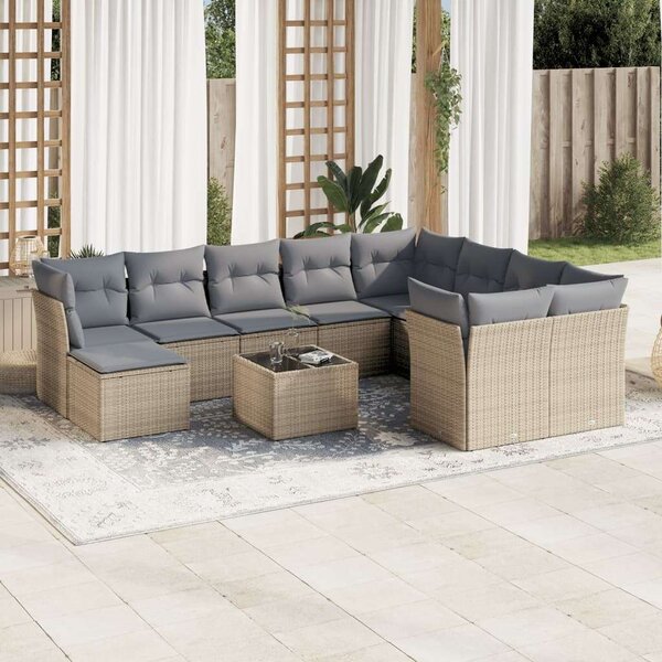 VidaXL Polyrattan Kerti Ülőgarnitúra - 11 részes - Bézs