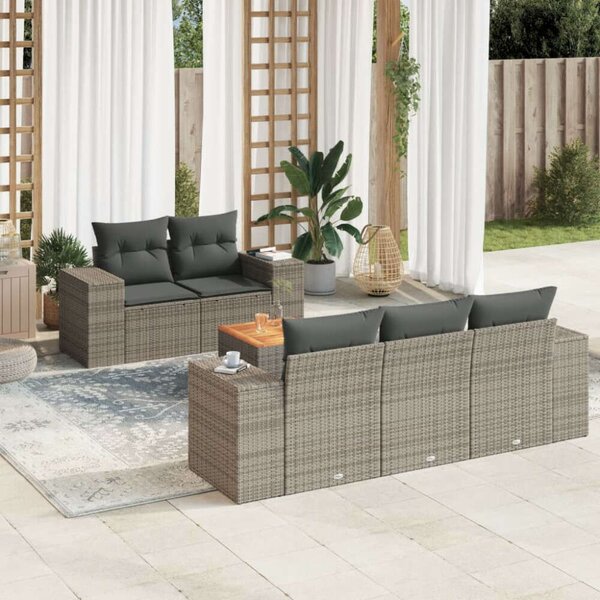 VidaXL Polyrattan Kerti Ülőgarnitúra - 6 részes - Szürke