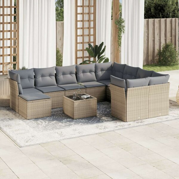 VidaXL Polyrattan Kerti Ülőgarnitúra - 11 részes - Bézs