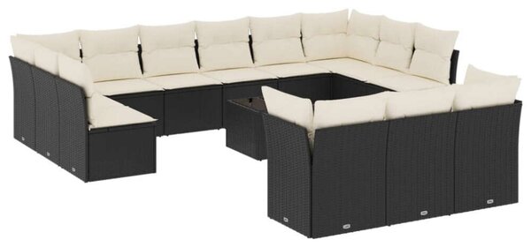 VidaXL Polyrattan Kerti Ülőgarnitúra - 14 részes - Fekete