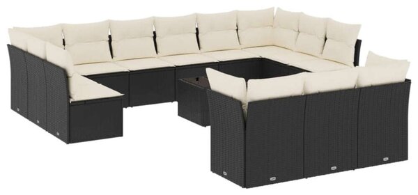 VidaXL Polyrattan Kerti Ülőgarnitúra - 14 részes - Fekete