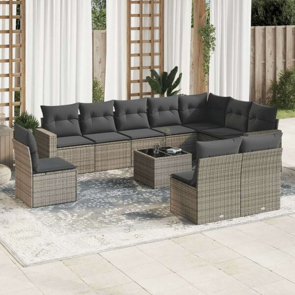 VidaXL Polyrattan Kerti Ülőgarnitúra - 11 részes - Szürke