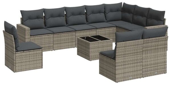VidaXL Polyrattan Kerti Ülőgarnitúra - 11 részes - Szürke