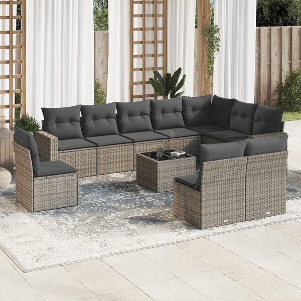 VidaXL Polyrattan Kerti Ülőgarnitúra - 11 részes - Szürke