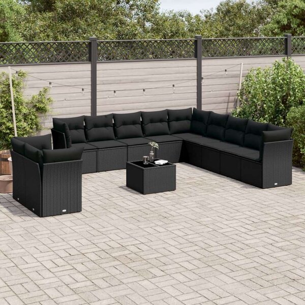 VidaXL Polyrattan Kerti Ülőgarnitúra - Fekete - 12 részes