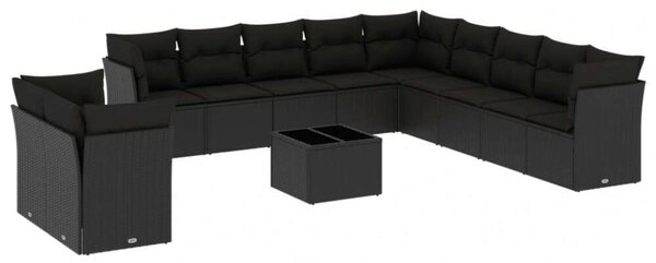 VidaXL Polyrattan Kerti Ülőgarnitúra - Fekete - 12 részes