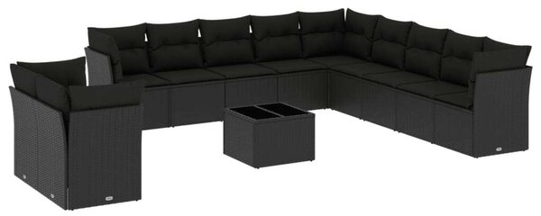 VidaXL Polyrattan Kerti Ülőgarnitúra - Fekete - 12 részes