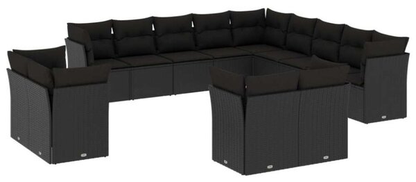 VidaXL Polyrattan Kerti Ülőgarnitúra - 13 részes - Fekete
