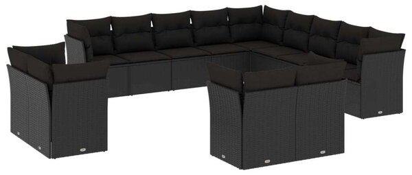 VidaXL Polyrattan Kerti Ülőgarnitúra - 13 részes - Fekete