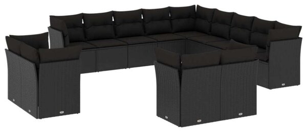 VidaXL Polyrattan Kerti Ülőgarnitúra - 13 részes - Fekete