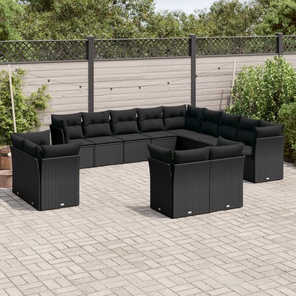 VidaXL Polyrattan Kerti Ülőgarnitúra - 13 részes - Fekete