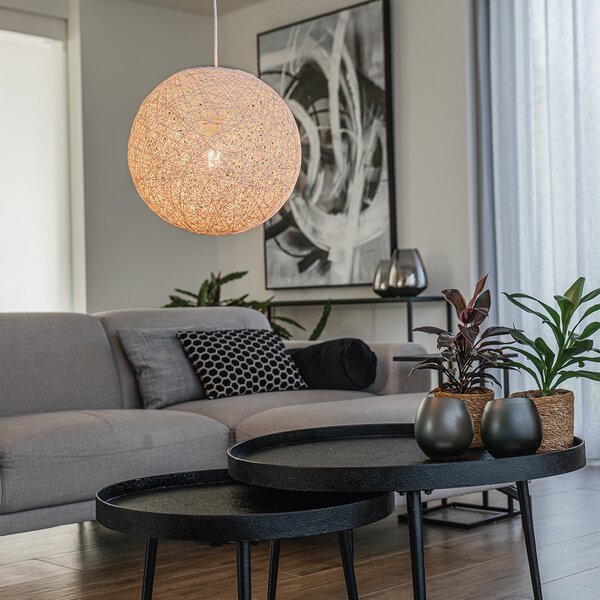 Rusztikus lógólámpa fehér 35 cm - Corda