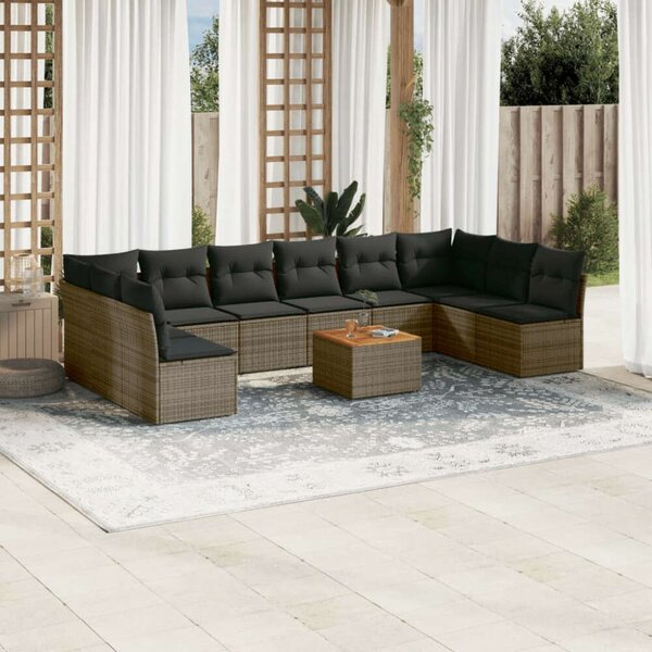 VidaXL Polyrattan Kerti Ülőgarnitúra - 11 részes - Szürke
