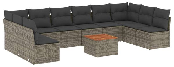 VidaXL Polyrattan Kerti Ülőgarnitúra - 11 részes - Szürke