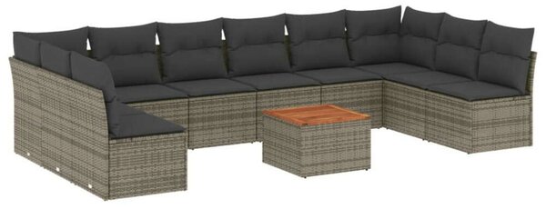 VidaXL Polyrattan Kerti Ülőgarnitúra - 11 részes - Szürke