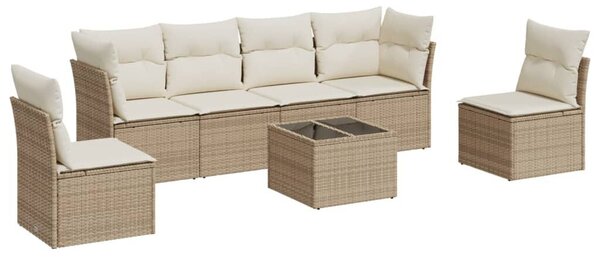VidaXL Polyrattan Kerti Ülőgarnitúra - 7 részes - Bézs