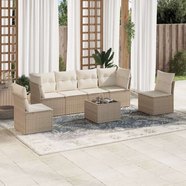 VidaXL Polyrattan Kerti Ülőgarnitúra - 7 részes - Bézs