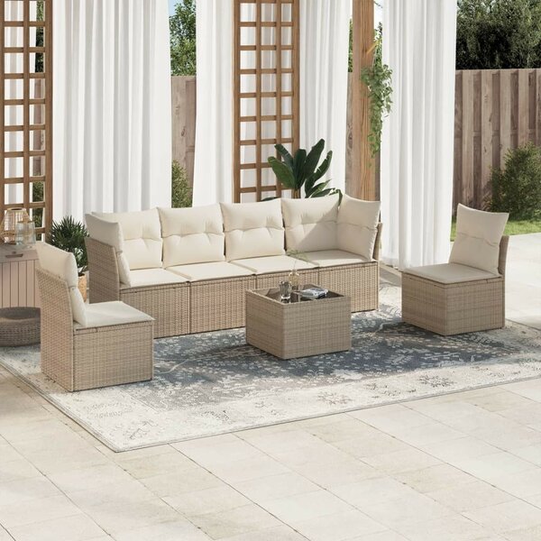 VidaXL Polyrattan Kerti Ülőgarnitúra - 7 részes - Bézs