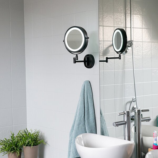 Design fürdőszobai tükör fekete, beépített LED-del, állítható, IP44 - Vicino