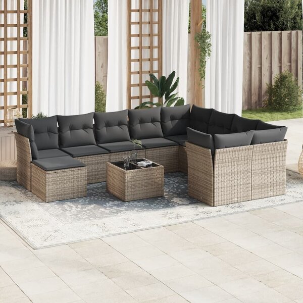 VidaXL Polyrattan Kerti Ülőgarnitúra - 11 részes - Szürke
