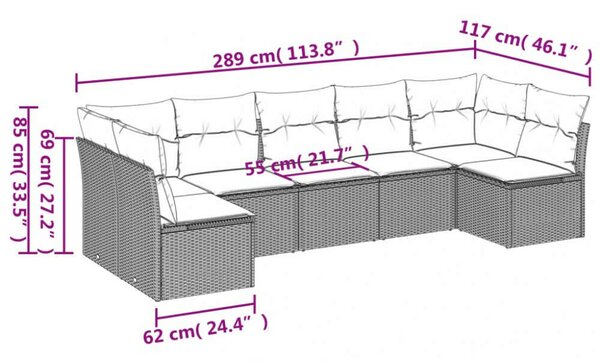 VidaXL Polyrattan Kerti Ülőgarnitúra - 7 részes - Bézs