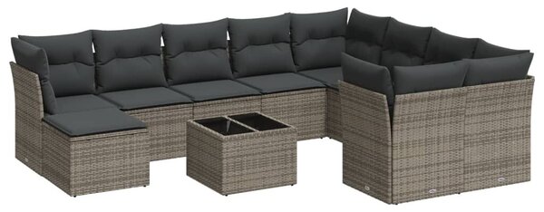 VidaXL Polyrattan Kerti Ülőgarnitúra - 11 részes - Szürke