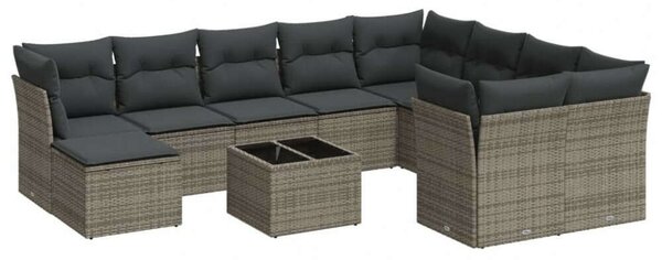 VidaXL Polyrattan Kerti Ülőgarnitúra - 11 részes - Szürke