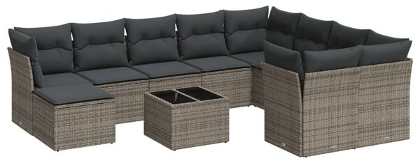 VidaXL Polyrattan Kerti Ülőgarnitúra - 11 részes - Szürke