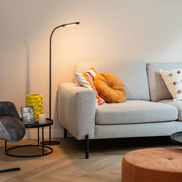 Design állólámpa fekete, LED-del és érintőképernyős dimmerrel - Palka