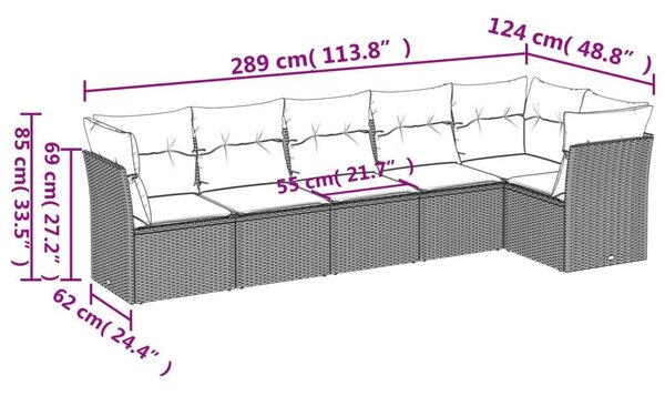 VidaXL Polyrattan Kerti Ülőgarnitúra - 6 részes - Bézs