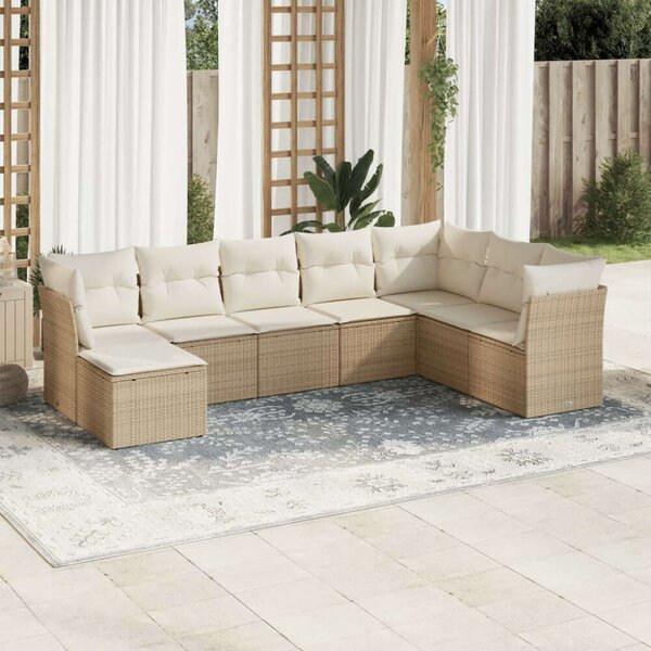 VidaXL Polyrattan Kerti Ülőgarnitúra - 8 részes - Bézs