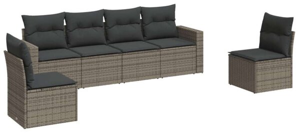 VidaXL Polyrattan Kerti Ülőgarnitúra - 6 részes - Szürke
